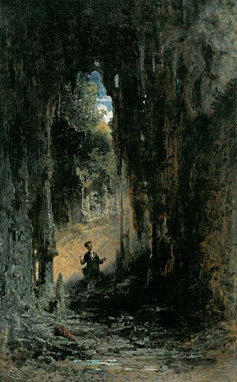 Carl Spitzweg Der Mineraloge in der Grotte oil painting picture